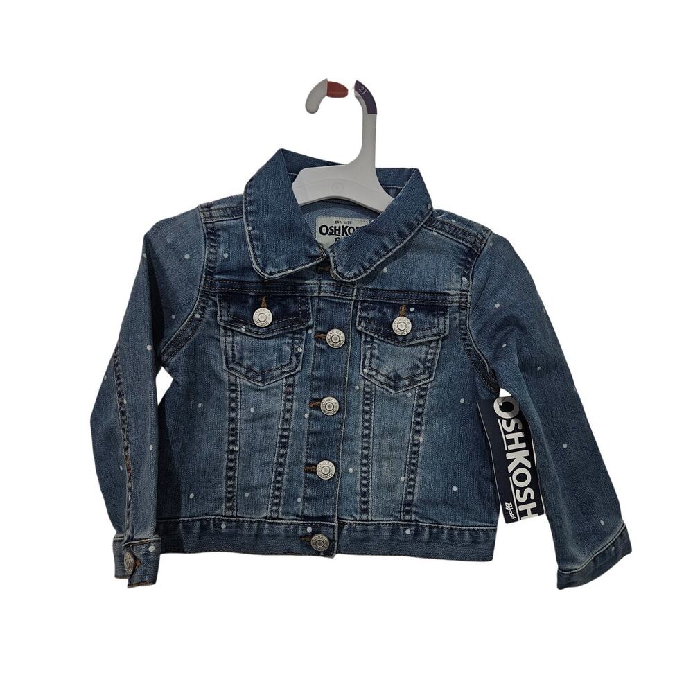 OshKosh Bgosh 2t Toddler Girls Blue Polka dot Demin Jacket Coat NWT